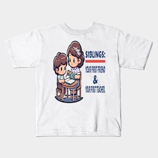 Learning Together: Sibling Study Time Kids T-Shirt